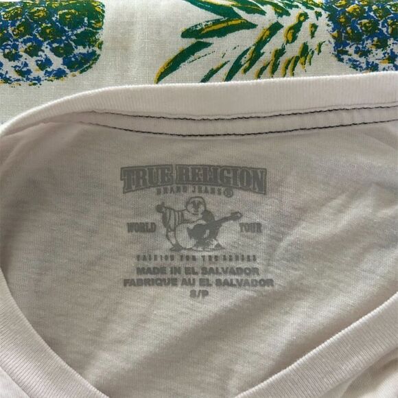 True Religion Men's White Long Sleeve Graphic Tee Casual Crew Neck Standard Sz S - Picture 2 of 4